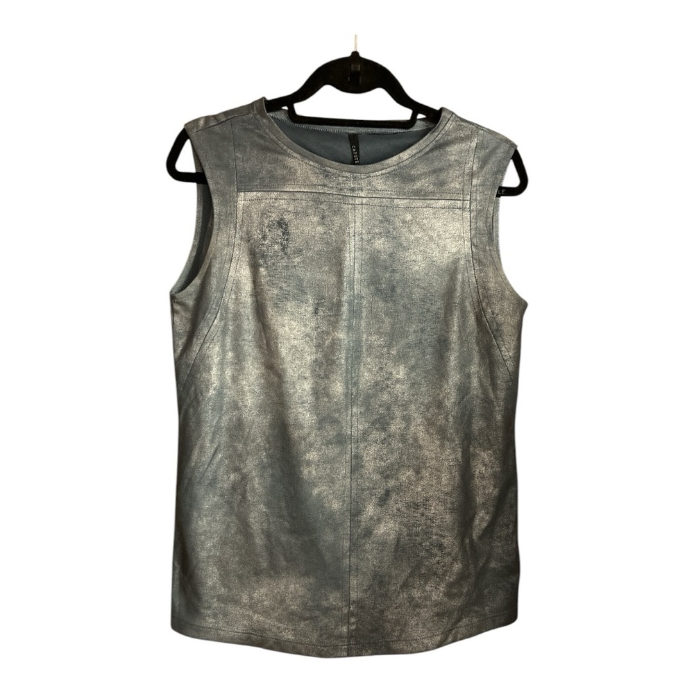 CAPOTE Silver Sleeveless Top with Distressed metallic appearance